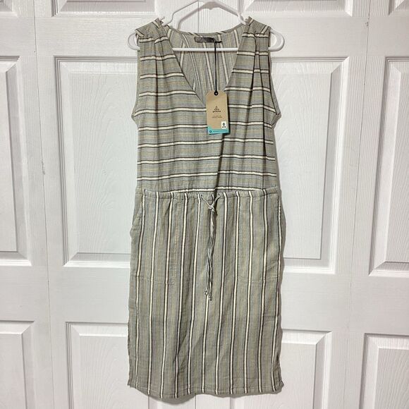 Prana Ecotropics Dress Stellar Stripe Open Back Midi S NWT Organic - Picture 16 of 16